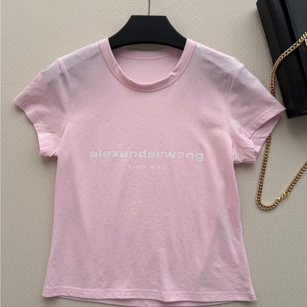 Alexander Wang Pastel Pink Logo Short Sleeve Tee - Picture 2 of 6